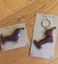 Felt Sausage Dog (Dachshund) Brooch or Keyring