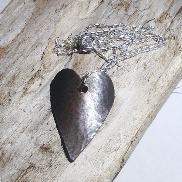  Handmade Antiqued Copper Heart Pendant Necklace - UK Free Post