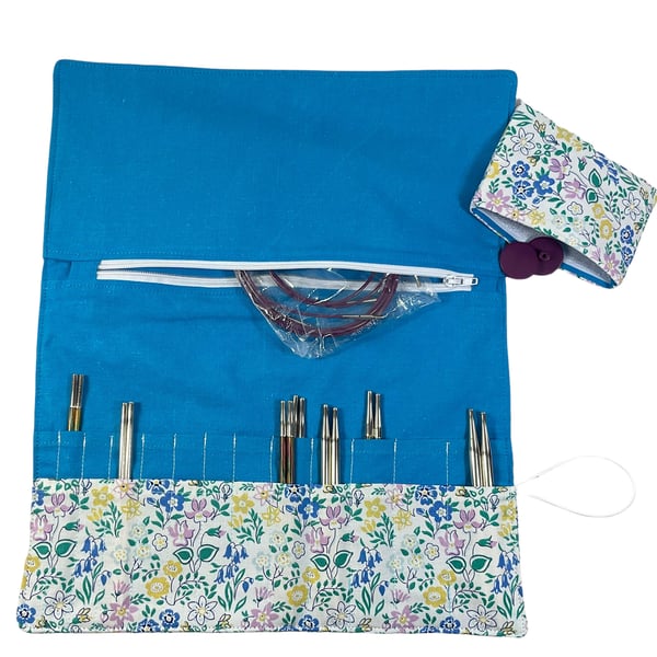 Liberty fabric Floral Interchangeable needle case, addi needle storage, chiagoo 