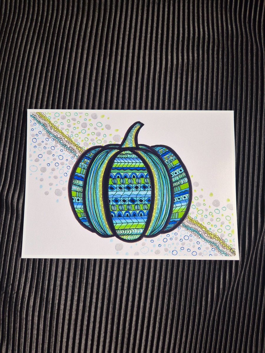 Image of A5 Halloween Print - Unframed Doodle Pumpkin Art