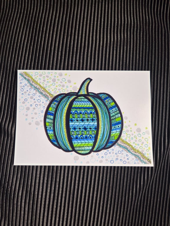 A5 Halloween Print - Unframed Doodle Pumpkin Art