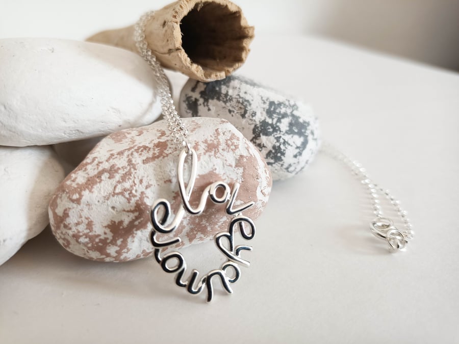 Sterling Silver 'Love You More' Heart Pendant Necklace.