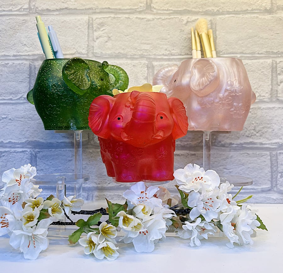 Image of Elephant Plant Pot, Pen Holder. Various Colours, Accessories Not Included