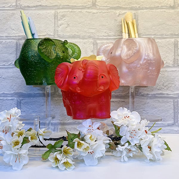Elephant Plant Pot, Pen Holder. Various Colours, Accessories Not Included