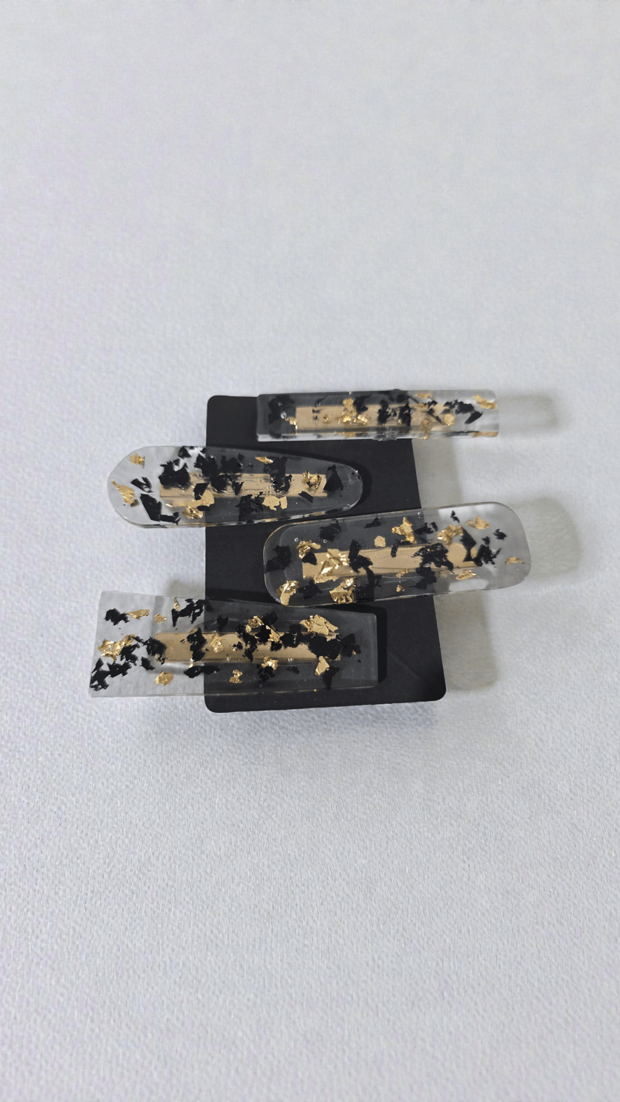 Crystal gold and black hair clips set of 4