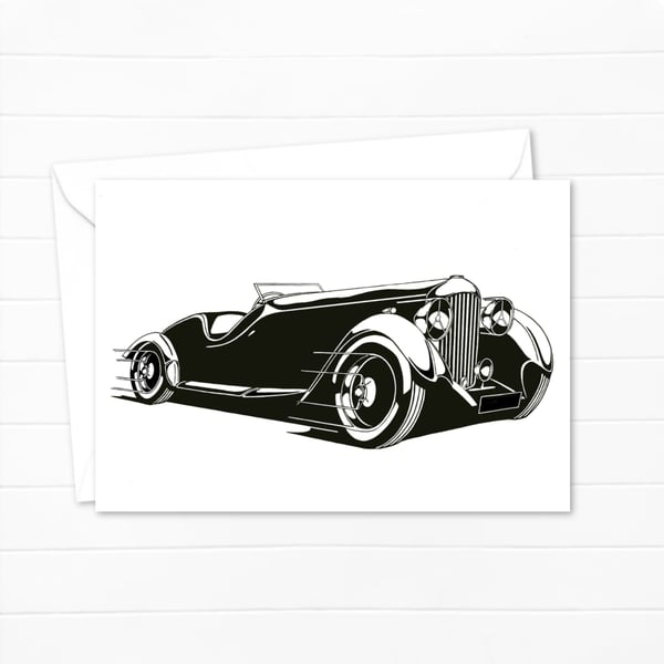 Lagonda Car Greeting Card: Original Pen and Ink Artwork (415)