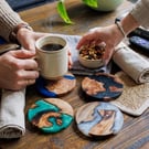 Summer Seconds Scottish Loch Inspired Wood Resin Coasters 4-set