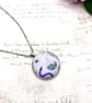 Halloween Pendant Necklace, Purple Snake & Potion Fabric Button Jewellery - Image 2