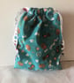 Cat Drawstring Storage Bag, Green Cat Reusable Fabric Bag  - Image 1