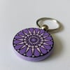 Wood Keyring With Hand Painted Dot Art Mandala Design