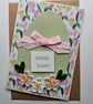 Easter Egg Pale Pink Quilled Flowers Card Size 6" x 4" Happy Easter