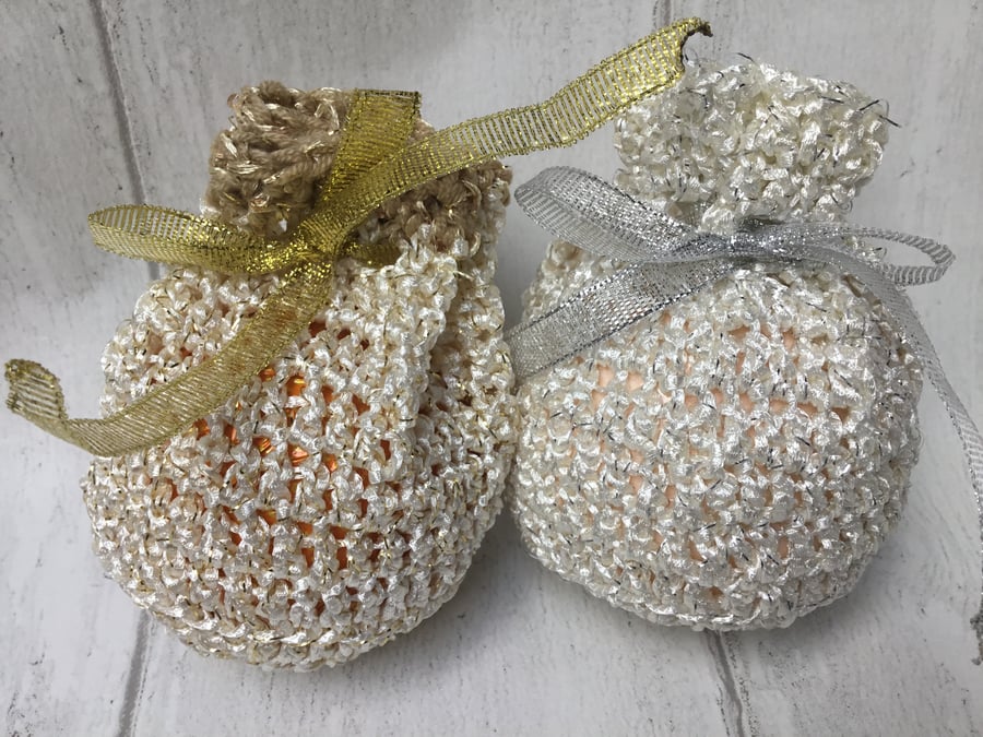 Gift bag for Chocolate Orange or Bath bomb. Gold and silver