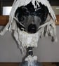 HANDMADE & HAND PAINTED UNIQUE PAPER MACHE WOLF IN SHEEPS CLOTHING ON STAND, 