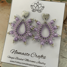 Pretty lilac glass beaded teardrop statement dangle earrings