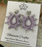 Pretty lilac glass beaded teardrop statement dangle earrings