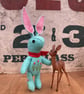 Aqua Bunny The Little Hand Embroidered Felt Rabbit  
