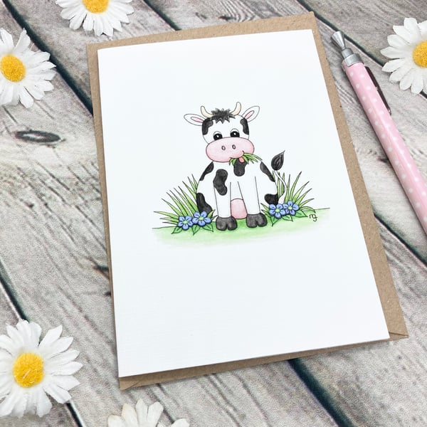 SECONDS SUNDAY - Moo Cow Greetings Card - Blank