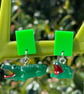 NEON crocodile earrings green cyber festival cool
