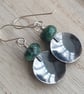 Silver spiral earrings, African turquoise, Disc earrings - Image 7