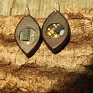 Unique wood-chip earrings