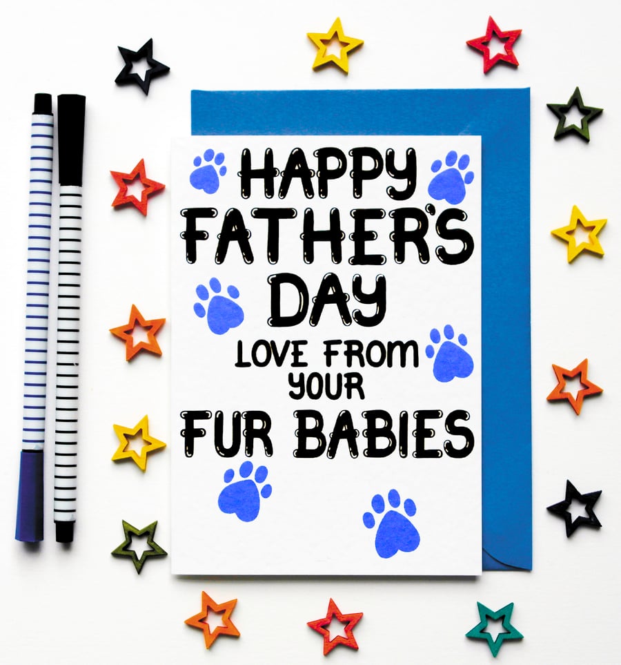 Fathers Day Card From Fur Babies, Dogs, Cats, Rabbits For Furbabies' Daddy 