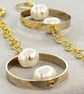 Gold Asymmetrical Cultured Pearl Dangle Earrings - Image 3