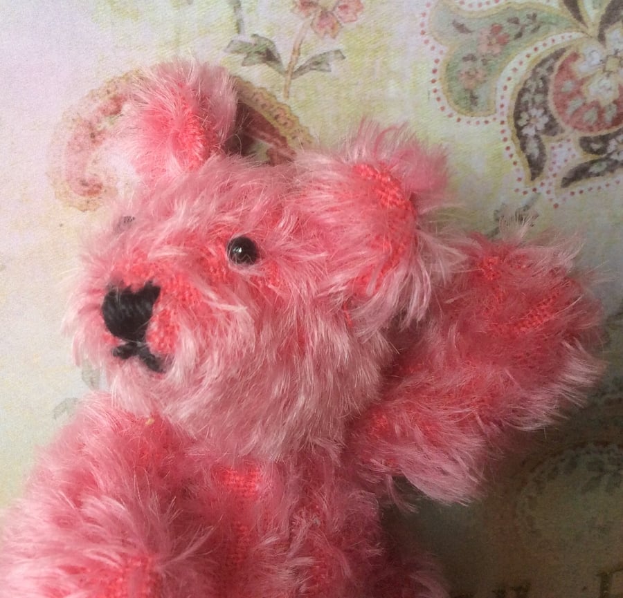 Miniature Pink Mohair Teddy Bear 'Scruff'