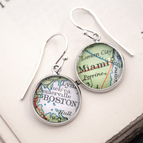 Personalized Map Earrings Custom Jewellery You Choose Location