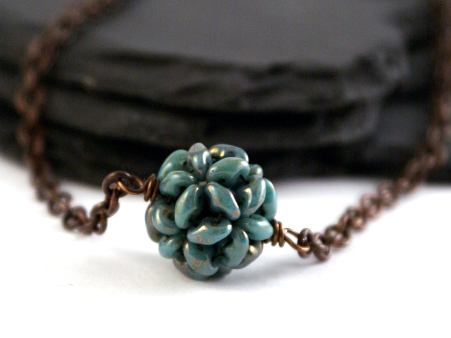 Turquoise Beaded Bead Necklace