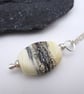 lampwork glass ivory and black beach pendant necklace - Image 3