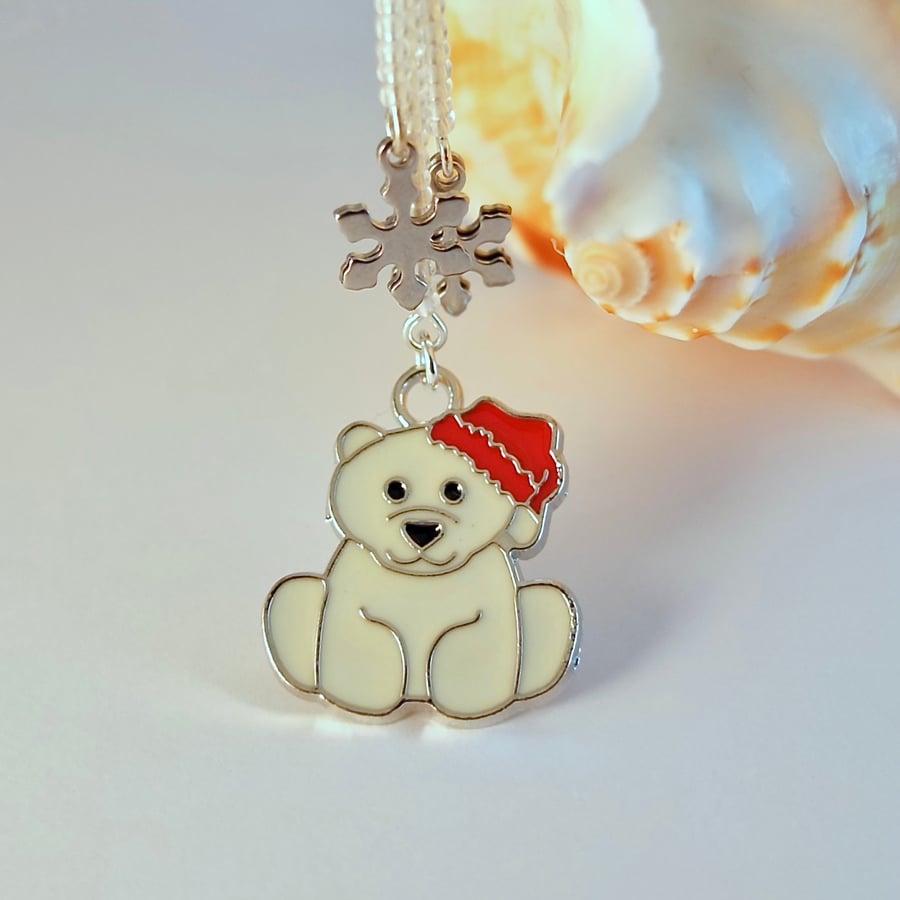 Polar Bear & Snowflake Bag Charm, Stocking Filler, Secret Santa, Gifts For Her 