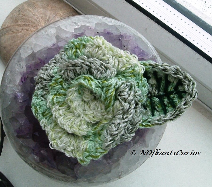Green Crocheted Rose!  Fresh Spring Green Ladies Corsage!
