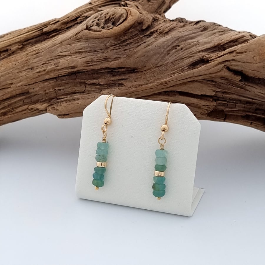 Handmade Gold Filled Grandidierite Beaded Gemstone Earrings