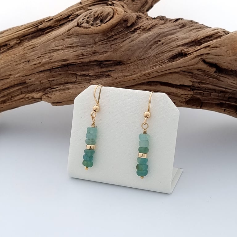 Handmade Gold Filled Grandidierite Beaded Gemstone Earrings