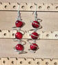 Red Coral Spiral Earrings in Sterling Silver 925