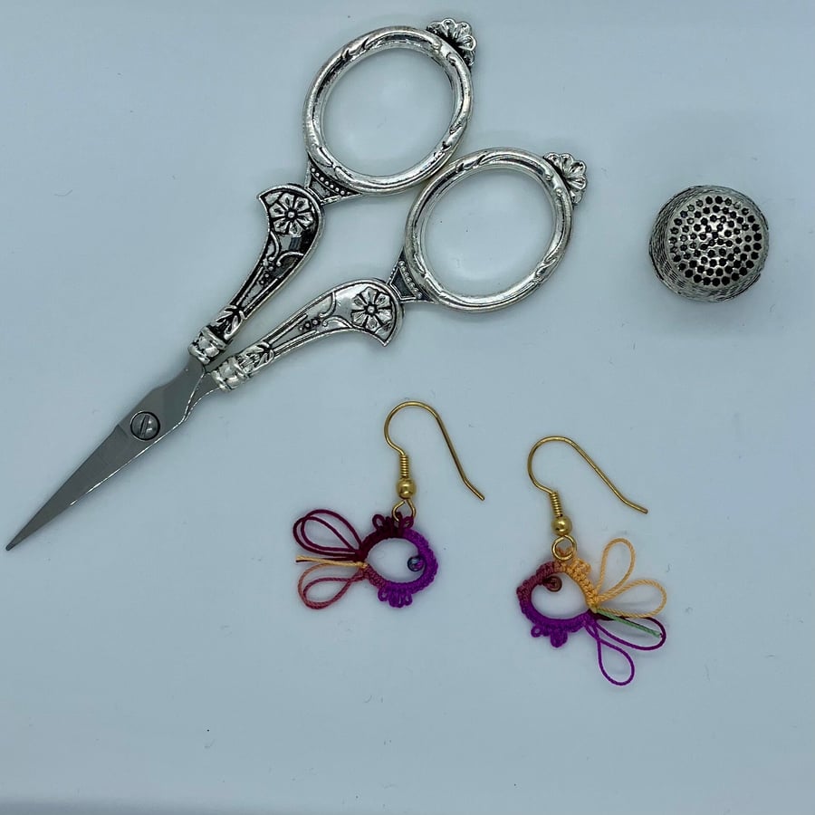 Tatted Fish Earrings