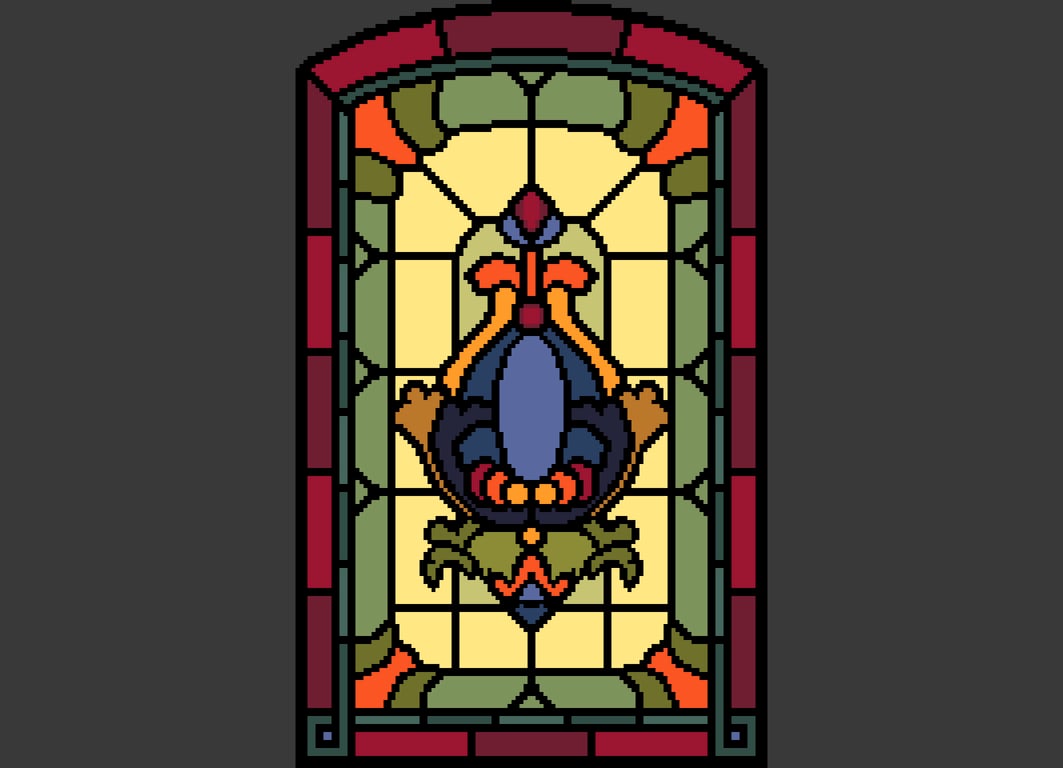 031 Easy cross stitch tapestry chart Georgian Stained Glass Window