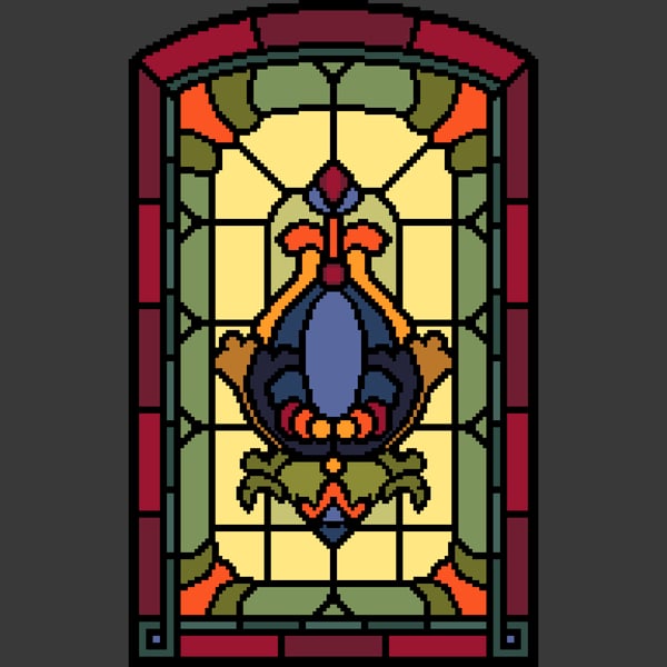 031 Easy cross stitch tapestry chart Georgian Stained Glass Window