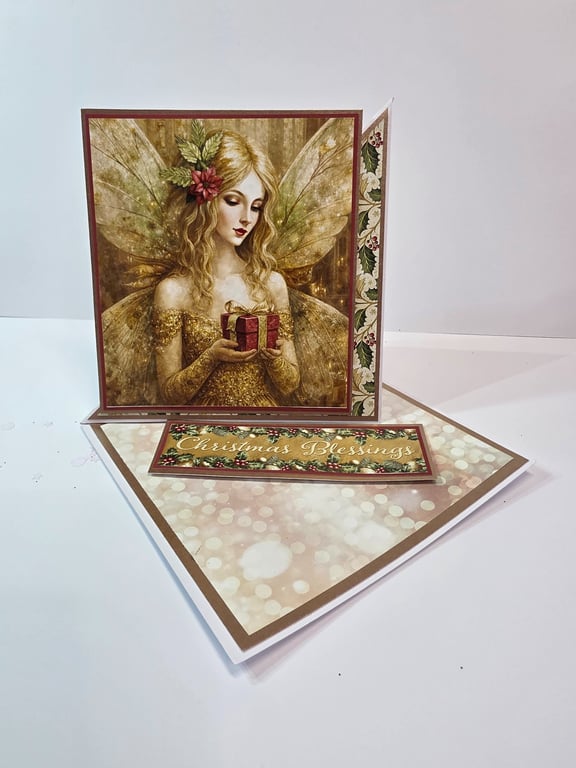 Handmade Vintage Christmas Angel 3D Easel Card 