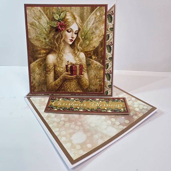 Handmade Vintage Christmas Angel 3D Easel Card 