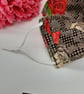 Face mask, medium,  3 layer,  adjustable elastic,  black and pink rose. - Image 7