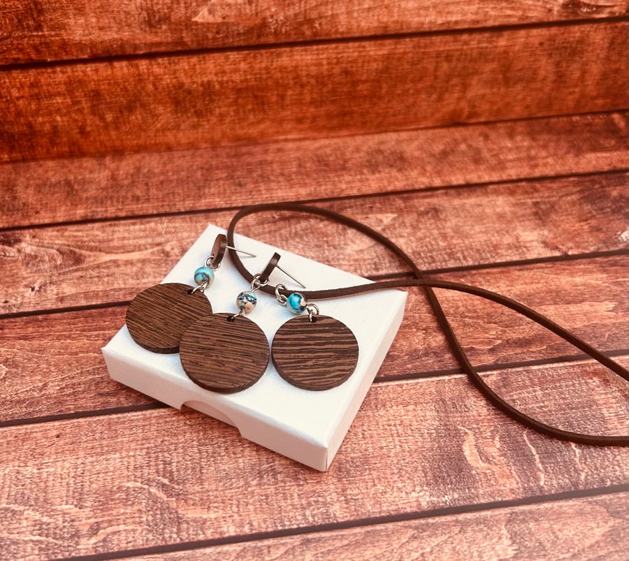Boho Wooden Jewellery Set with Imperial Jasper