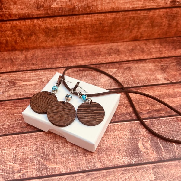 Boho Wooden Jewellery Set with Imperial Jasper