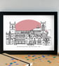 Newcastle-under-Lyme Skyline Art Print - Image 3