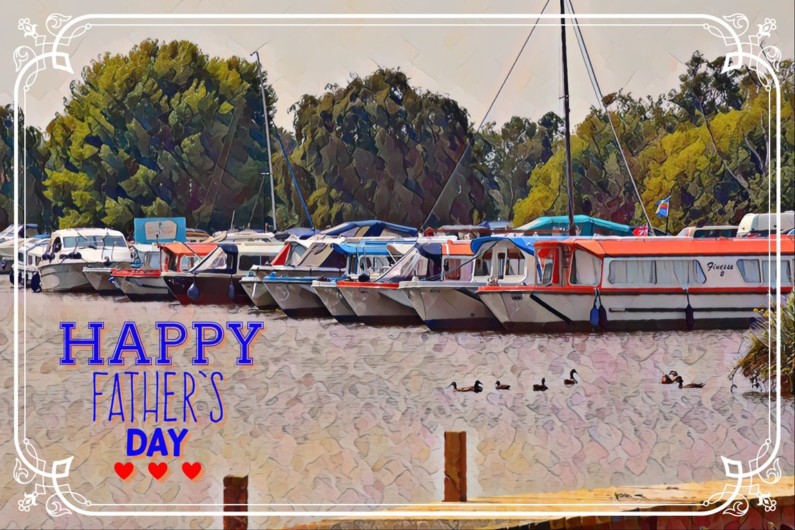 Happy Father's Day Norfolk Broads Pleasure Boats Card A5