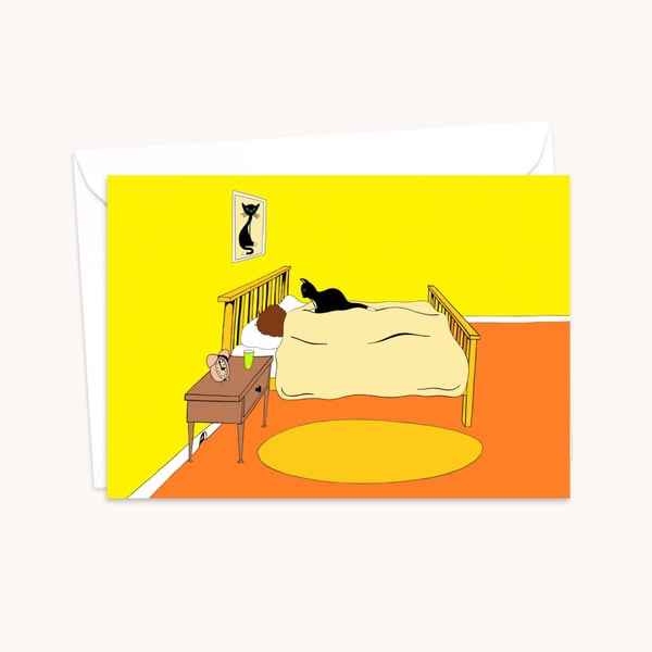 Funny Cat Greetings Card: Cute Hand Drawn Illustration for a Cat Lover (101)