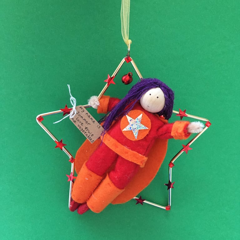 Superhero Hanging Star Decoration, Red And Orange