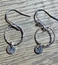 Tiny handmade circle earrings with hoops - Image 2
