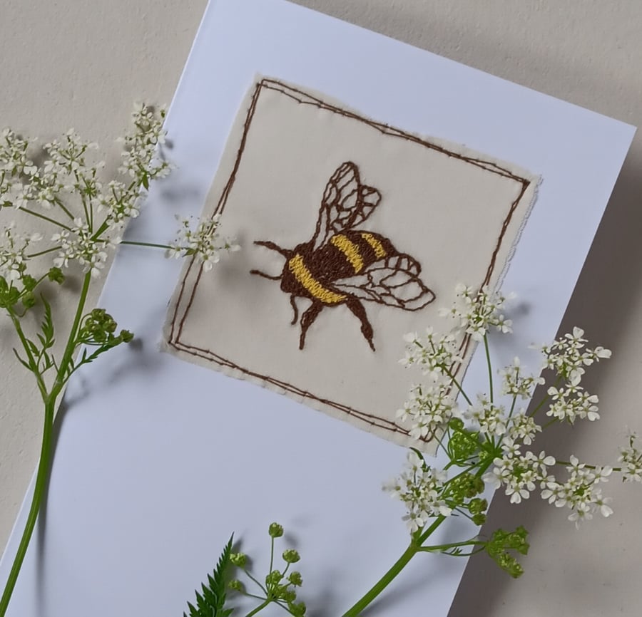 Embroidered Bumblebee General Greetings Card