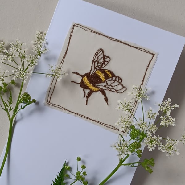 Embroidered Bumblebee General Greetings Card